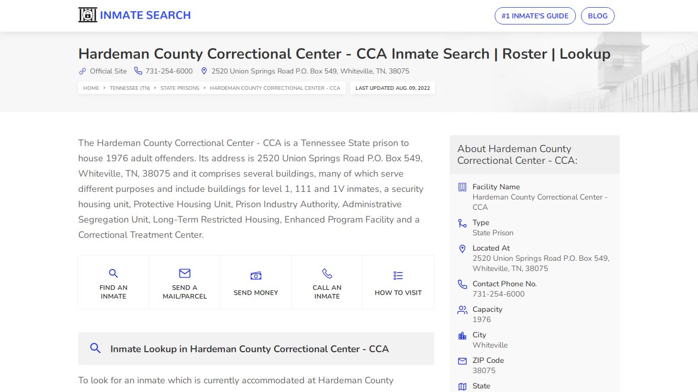 Hardeman County Correctional Center - CCA Inmate Search ...