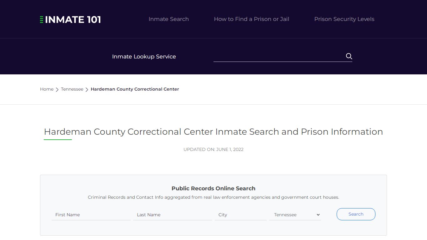 Hardeman County Correctional Center Inmate Search ...